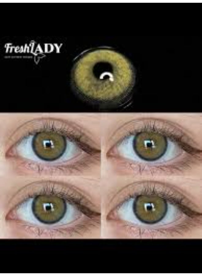 FRESH LADY Green Flare Colored Contact Lenses - Yearly Disposable Cosmetic Lenses for Makeup and Cosplay - Image 1